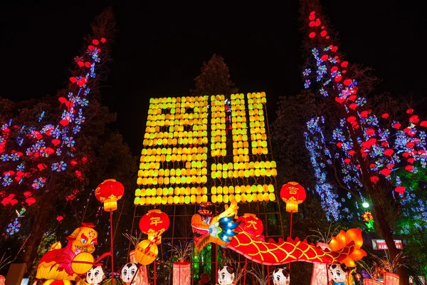 Devatenáctého zigong mezinárodní dinosaura lantern festival "nadějný rok Číny" hlavní oblast — Stock fotografie