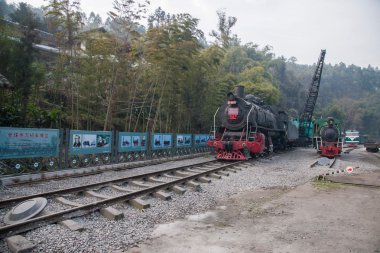 Leshan şehir, sichuan qianwei kayo küçük tren istasyonu-will rock arı küresel buhar motoru tren expo kültürel koridor