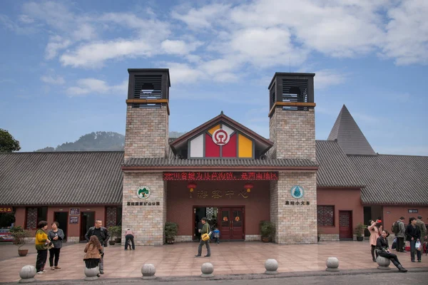 Leshan staden, sichuan qianwei kayo kayo national mine park plaza små järnvägsstation — Stockfoto