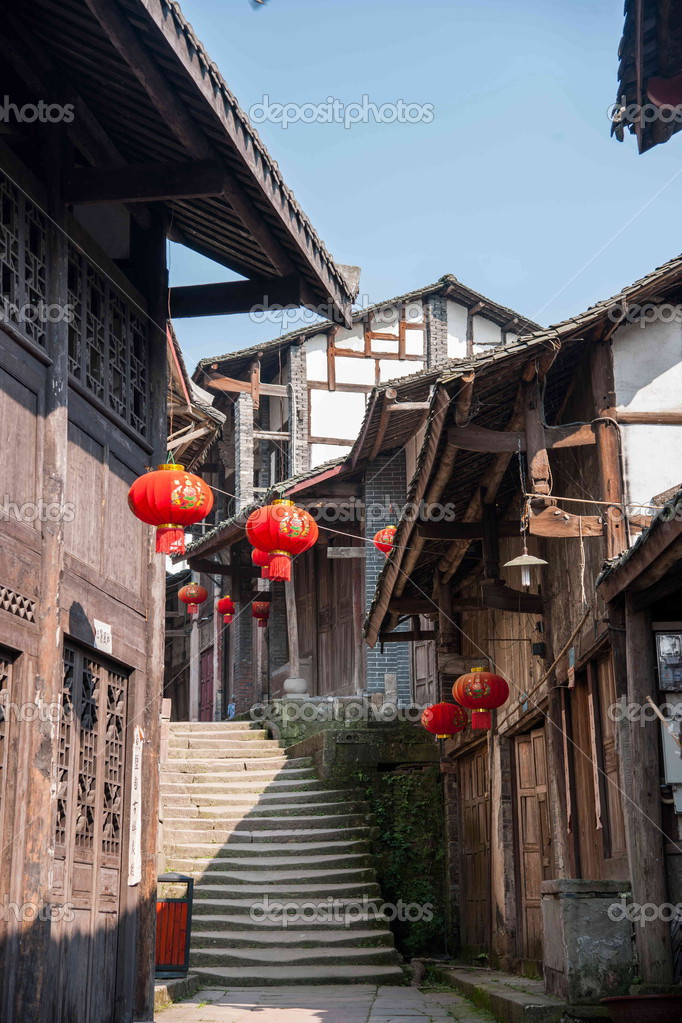 Chongqing Rongchang Road Hole Old Town Street Стоковое Фото.