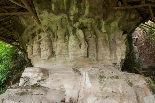 Anyue county, čchuan, vesnice východní horní nové hudby pozmieniaj chrám buddha hory — Stock fotografie