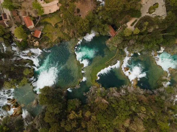 Top Zicht Watervallen Watervallen Het Nationale Park Krk Kroatië — Stockfoto