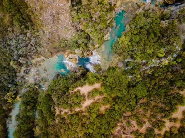 Luchtfoto Waterval Waterval Het Nationale Park Krka Kroatië — Stockfoto