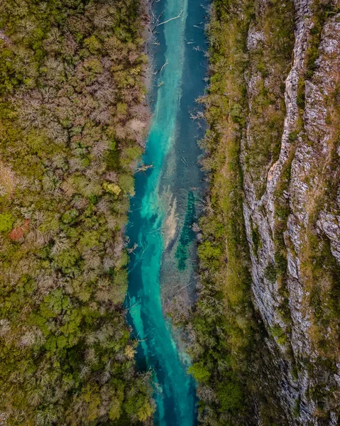Vista Aérea Arriba Hacia Abajo Del Río Krka Parque Nacional — Foto de Stock