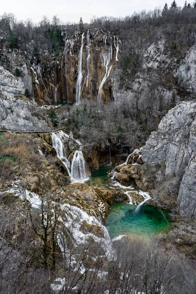 One Most Famous Waterfalls Europe Plitvice Lakes National Park Croatia — Stock Photo, Image