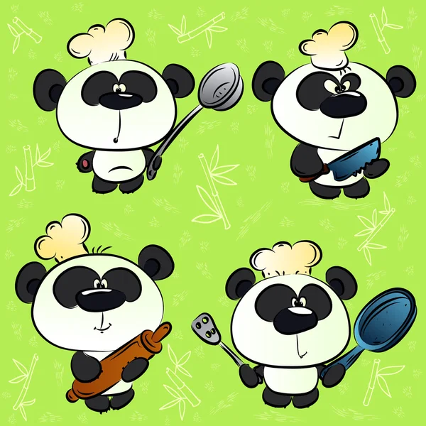 Panda chef e acessórios de cozinha —  Vetores de Stock