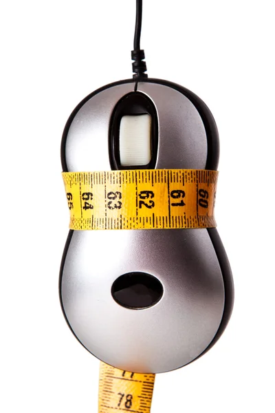 Computer mouse shaped with measuring tape — Stock Photo, Image