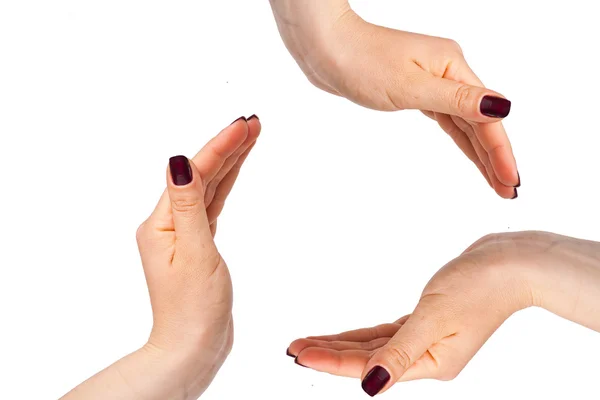 Símbolo conceitual de mãos humanas fazendo um círculo isolado no whi — Fotografia de Stock