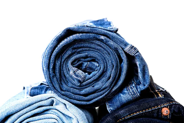 Jeans laminados em branco — Fotografia de Stock