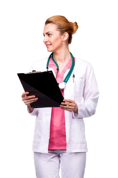 Professionele medic op zoek aan rechterkant — Stockfoto