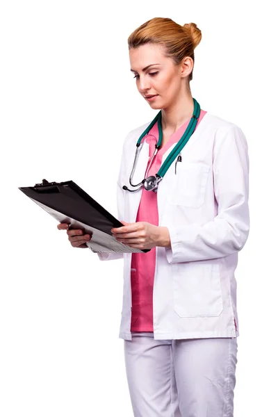 Medic analyzing clipboard — Stock Photo, Image