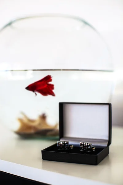 Cufflinks in a box — Stock Photo, Image
