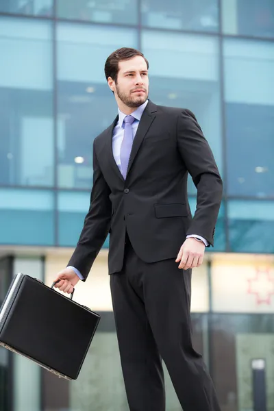 Uomo d'affari con valigia — Foto Stock