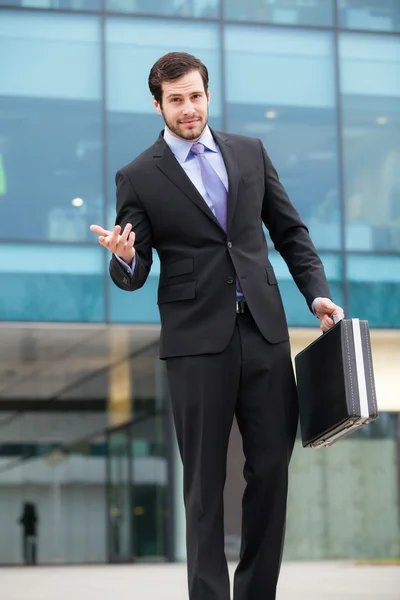 Handsome businessman with a briefcase — Stock Photo, Image