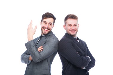 empresários sorrindo e expressivas 