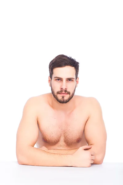 Serio uomo mezzo nudo — Foto Stock