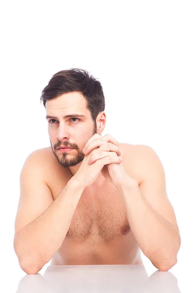 Concerned man without shirt — Stock Photo, Image