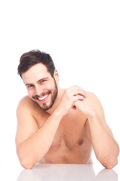 Beautiful smile of a man without shirt — Stock Photo, Image