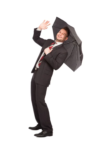 Geschäftsmann mit Regenschirm — Stockfoto