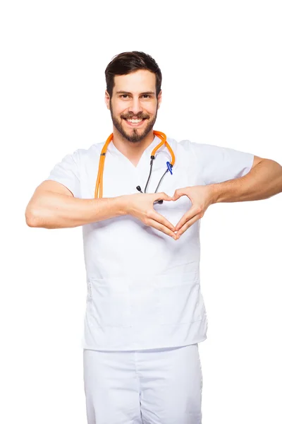 Doctor showing heart sign — Stock Photo, Image