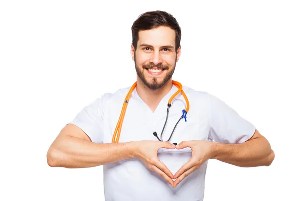 Doctor showing heart sign — Stock Photo, Image