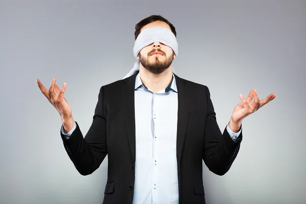 Blindfolded elegant man — Stock Photo, Image