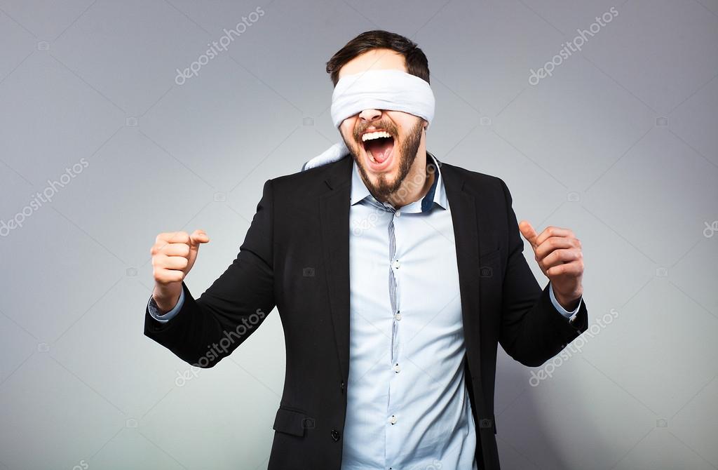 blindfolded man Stock Photo