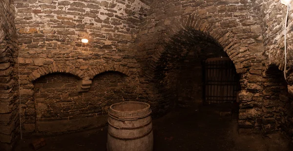 Panorama de una gran habitación oscura en el antiguo castillo — Foto de Stock