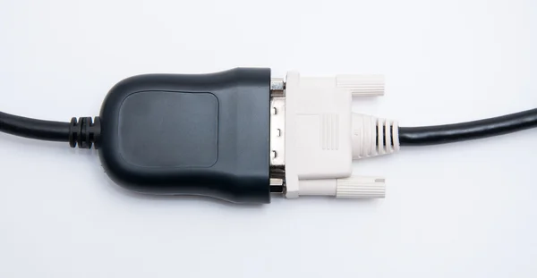 DVI-naar-poort adapter en dvi kabel weergeven — Stockfoto