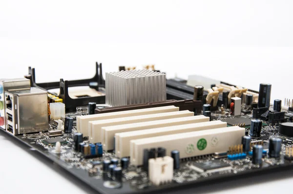 Desktop motherboard on a white background — Stock Photo, Image