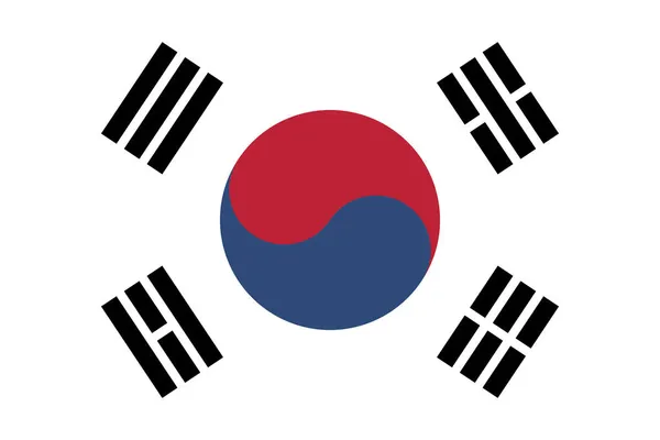 元の色で韓国の旗 — ストックベクタ