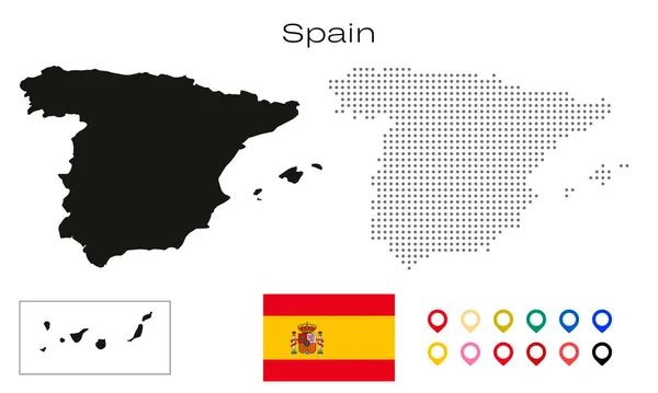 Spanien Karta Prickad Vit Bakgrund Vektor Isolerad Illustration För Teknisk — Stock vektor