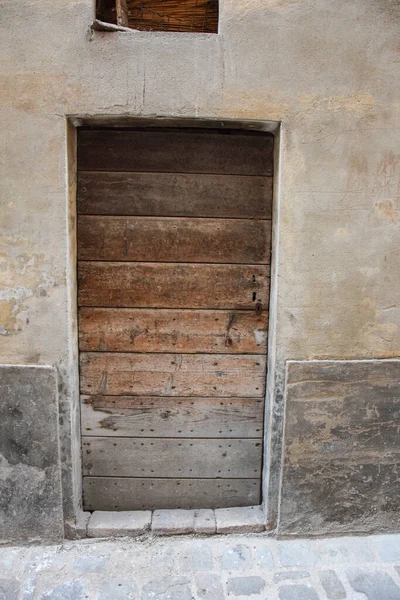 Συλλογή Από Μεσαιωνικές Ξύλινες Πόρτες Φωτογραφήθηκε Στο Sant Angelo Στο — Φωτογραφία Αρχείου