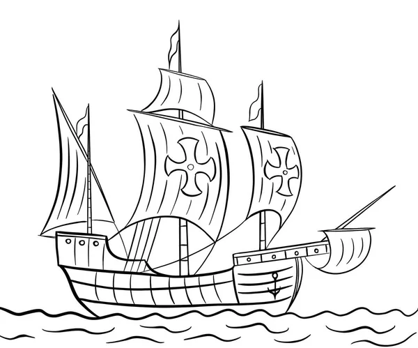 Statek Christopher Kolumb Najświętsza Maryja Kolorowanki — Zdjęcie stockowe