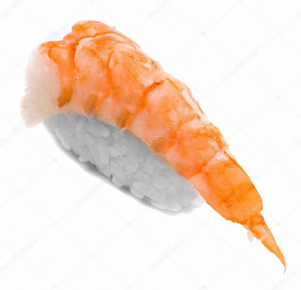 Seafood and rice on white background