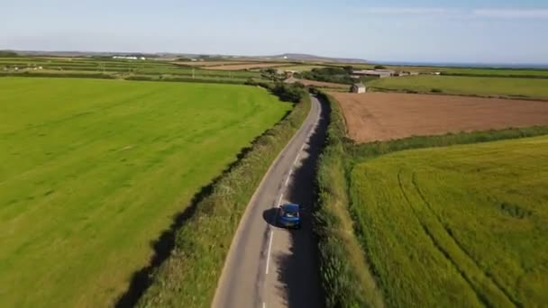 Car Moving Country Road City Fields Timelapse — Stock video