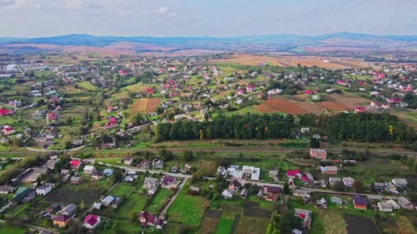 Flight Houses Ukrainian Village Aerial View — Stok video