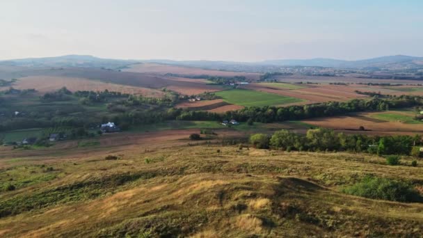 Flight Hills Ukrainian Village Aerial View — Stock video