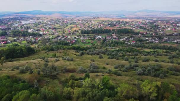 Flight Houses Ukrainian Village Aerial View — Stok video
