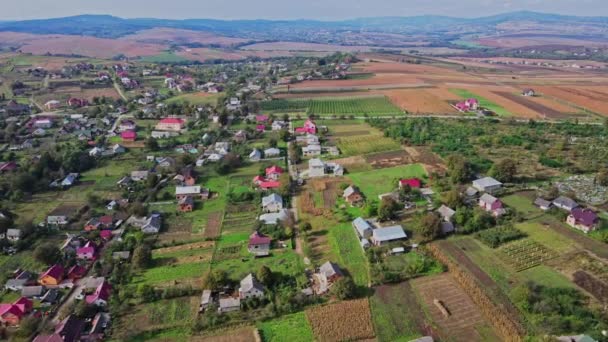 Flight Houses Ukrainian Village Aerial View — Vídeo de Stock