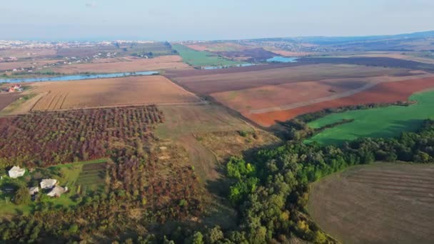 Flight Fields Western Ukrainian Village Aerial View — Vídeos de Stock