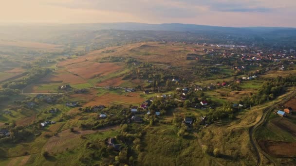 Landscape Field Village Western Ukraine Aerial View — Vídeo de Stock