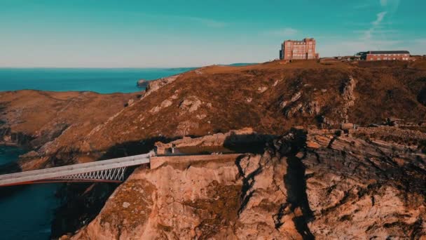 View Stunning Bridge Picturesque Scenery Aerial View — Video