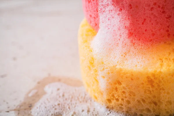 Sponge and foam to wash — Stock Photo, Image