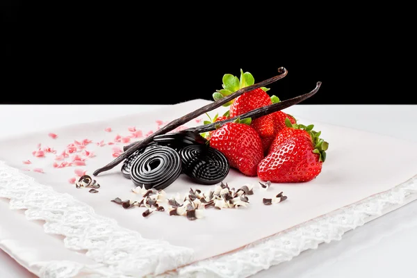 Strawberry, liquorice, vanilla and chocolate — Stock Photo, Image