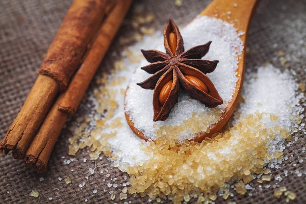 White and brown sugar — Stock Photo, Image