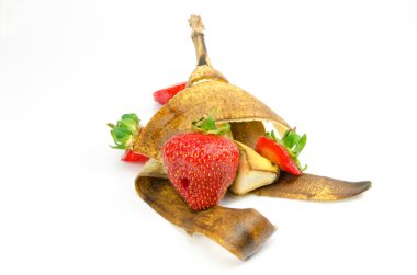 beyaz zemin üzerinde meyve atıkları