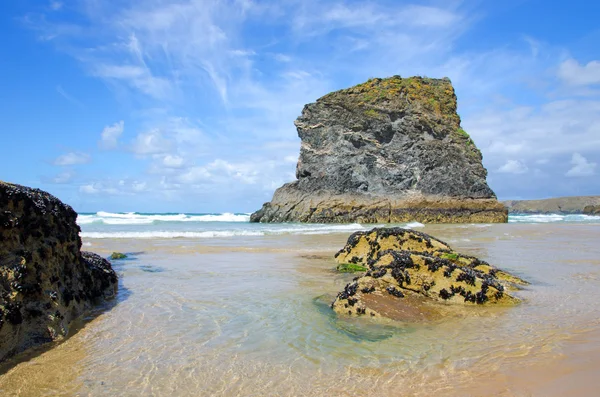 Bedruthan kroky beach, cornwall, Anglie — Stock fotografie