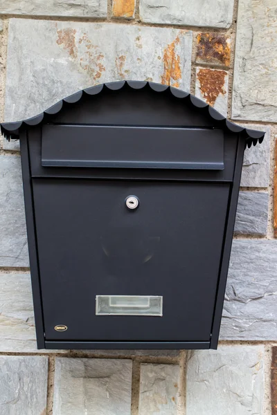 Black metal mailbox — Stock Photo, Image