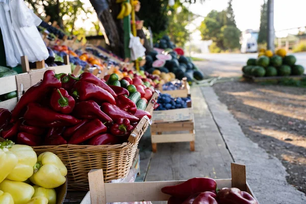 Obchod Zeleninou Ovocem Silnice Černá — Stock fotografie